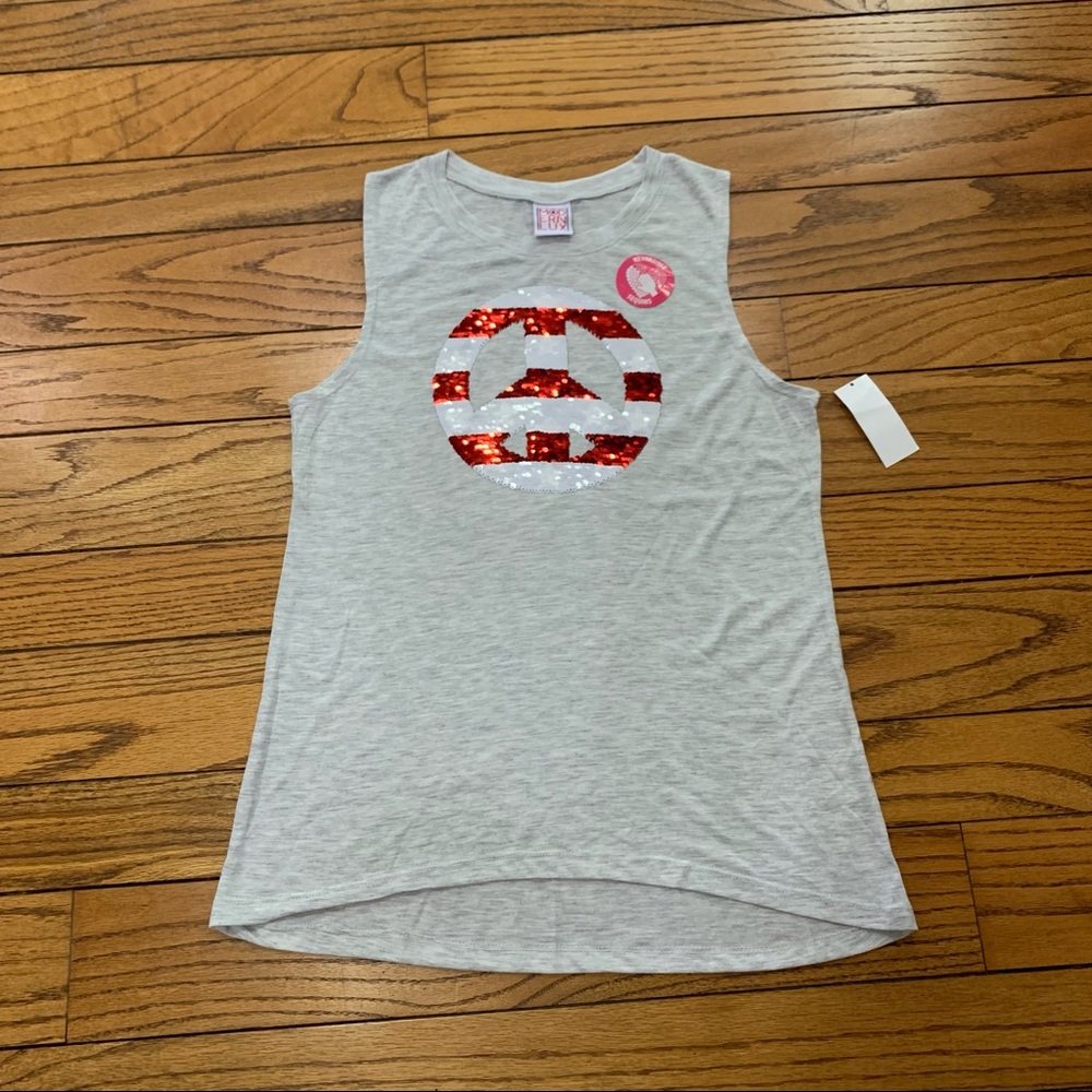 Reversible Sequin Patriotic Peace Sign Tank 4th of July🇺🇸🇺🇸🇺🇸 - Picture 4 of 9